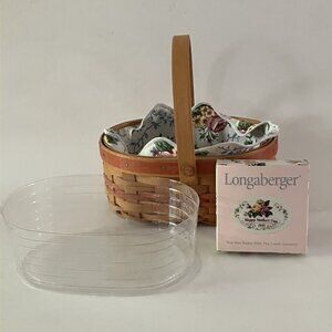 Longaberger 1999 Mothers Day Tea for Two Basket with Liner  Protector  Tie-On